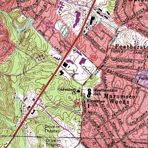 Topographic Map of Woodbridge Post Office, VA