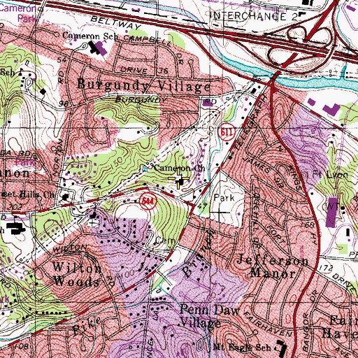 Topographic Map of Cameron United Methodist Preschool, VA