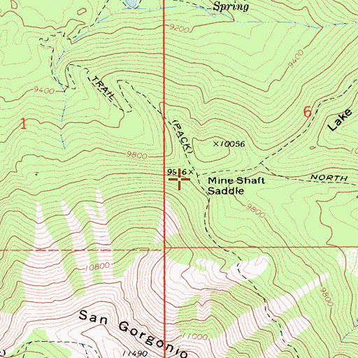 Topographic Map of Mine Shaft Saddle, CA