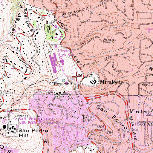 Topographic Map of Miraleste, CA