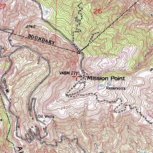 Topographic Map of Mission Point, CA