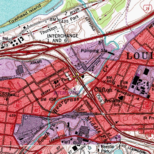 Topographic Map of Interchange 7, KY