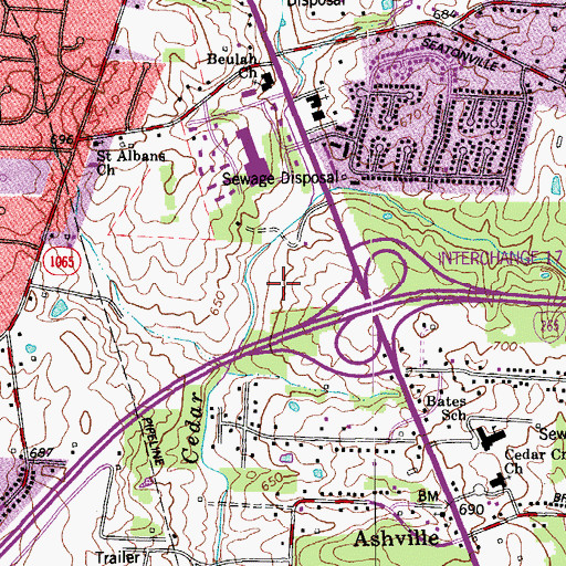 Topographic Map of Cedar Springs Shopping Center, KY