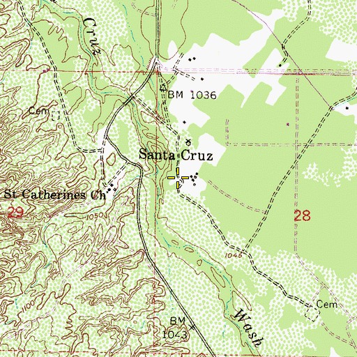 Topographic Map of Santa Cruz, AZ