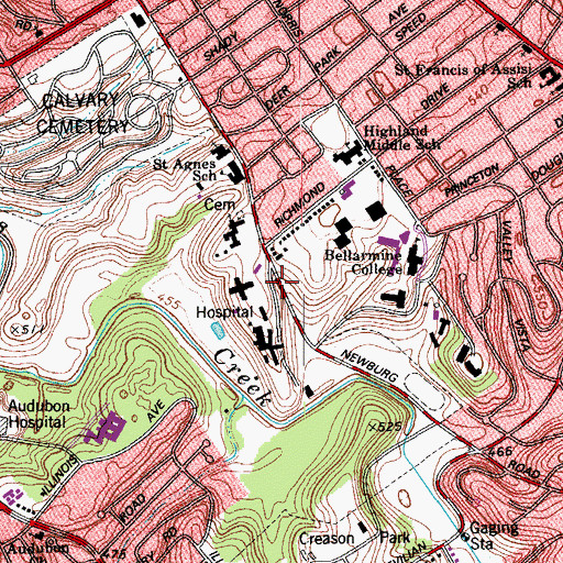 Topographic Map of Sisters of Charity of Nazareth, KY