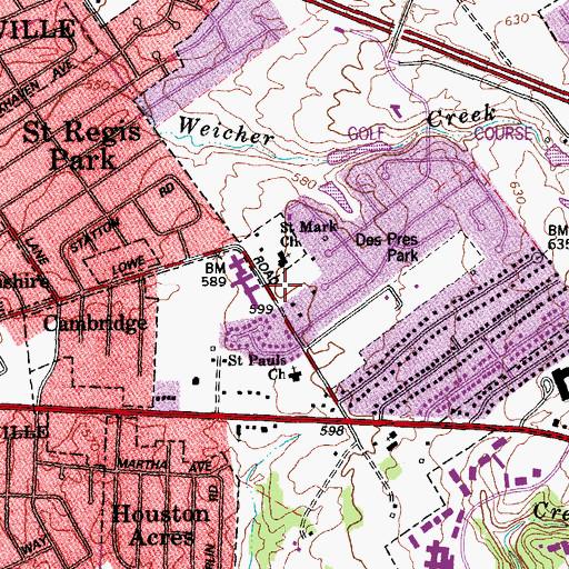 Topographic Map of Saint Pauls Episcopal Church Preschool, KY