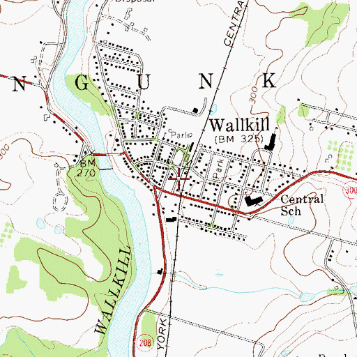 Topographic Map of Wallkill Public Library, NY