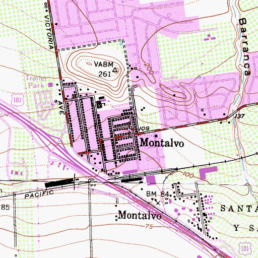 Topographic Map of Montalvo, CA
