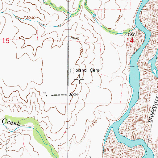 Topographic Map of Ioland (historical), OK