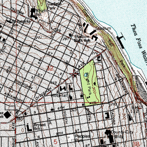 Topographic Map of First Church of Christ Scientist, WA