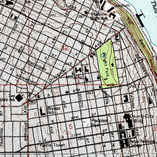 Topographic Map of First United Methodist Church, WA