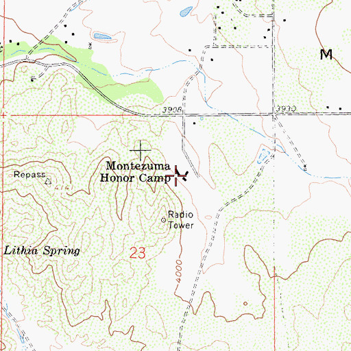 Topographic Map of Montezuma Honor Camp, CA