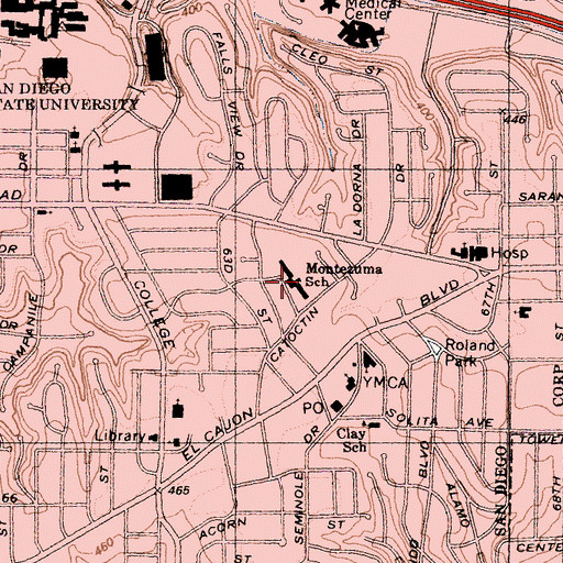Topographic Map of Montezuma School, CA
