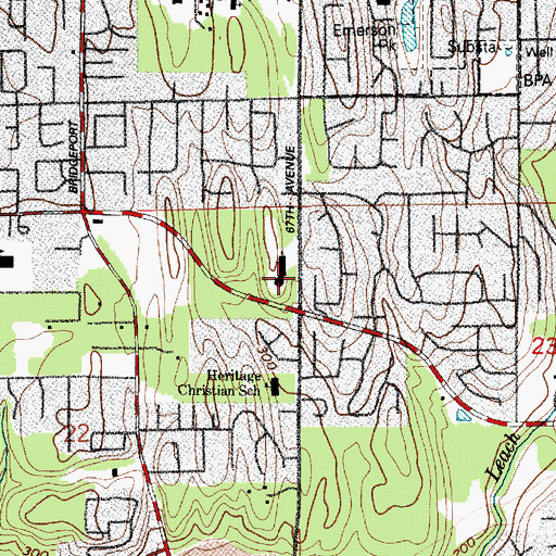 Topographic Map of Central Baptist Church, WA