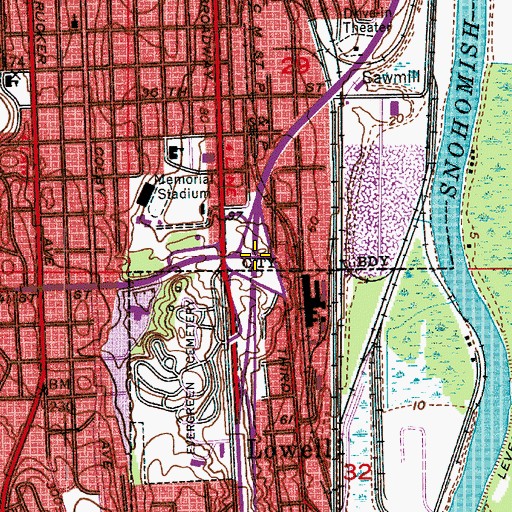 Topographic Map of Interchange 192, WA
