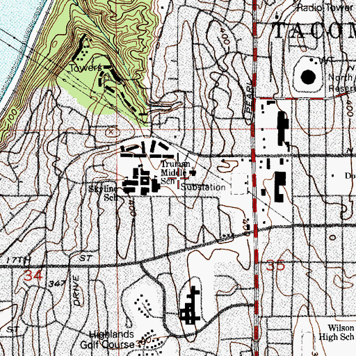 Topographic Map of Grace Baptist Church, WA