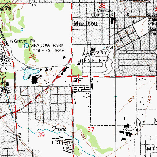Topographic Map of Mount Tahoma Baptist Church, WA