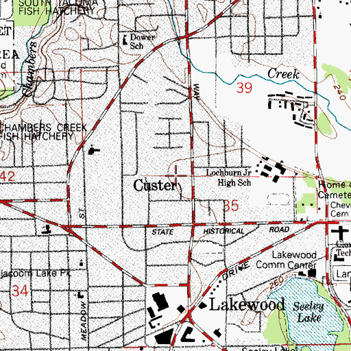 Topographic Map of Saint Johns Lutheran Church, WA