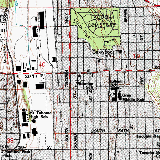 Topographic Map of Visitation Church, WA