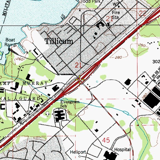 Topographic Map of Interchange 122, WA