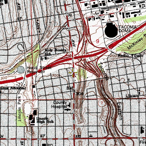 Topographic Map of Interchange 133A, WA