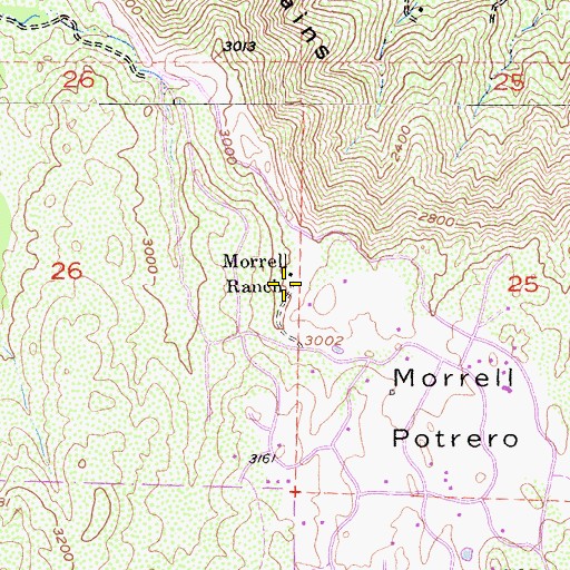 Topographic Map of Morrell Ranch, CA