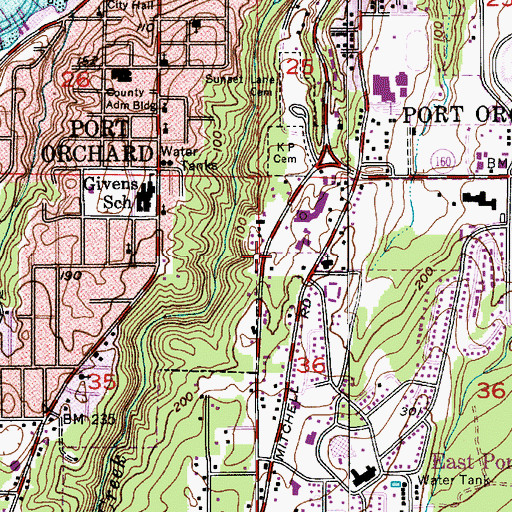 Topographic Map of Port Orchard Post Office, WA