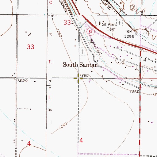 Topographic Map of South Santan, AZ