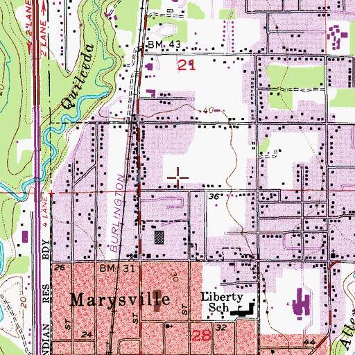 Topographic Map of Marysville Alternative High School, WA