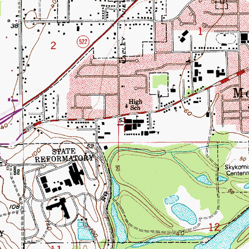 Topographic Map of Park Place Middle School, WA