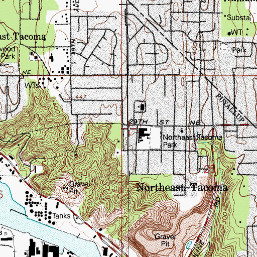 Topographic Map of Northeast Tacoma School, WA