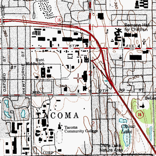 Topographic Map of Pearl Street Center School, WA