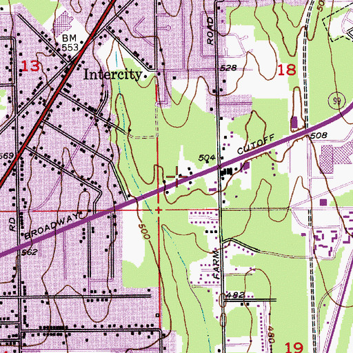 Topographic Map of Frontier Village Center, WA