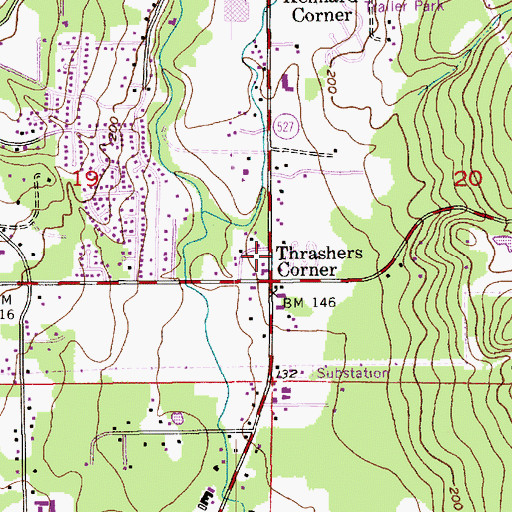 Topographic Map of Thrashers Corner Shopping Center, WA