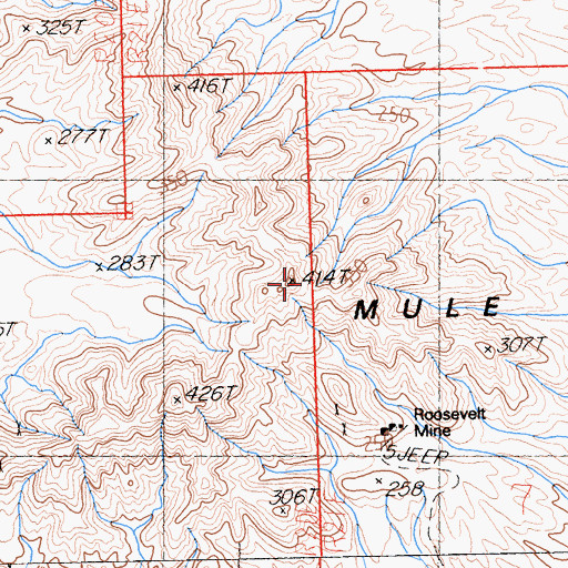 Topographic Map of Mule Mountains, CA