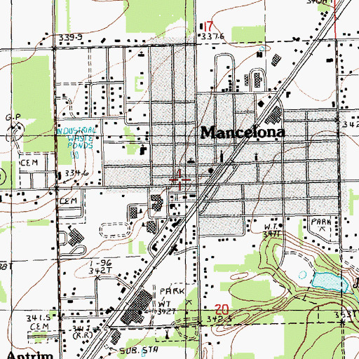 Topographic Map of Mancelona Police Department, MI