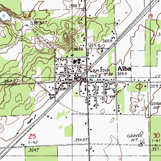 Topographic Map of Alba Station, MI
