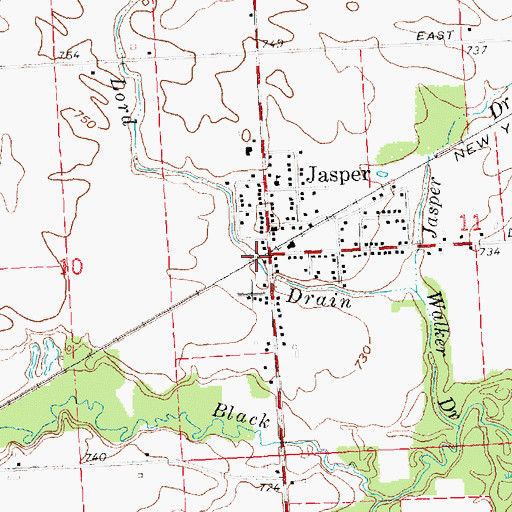 Topographic Map of Jasper Post Office, MI