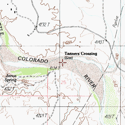 Topographic Map of Tanners Crossing, AZ