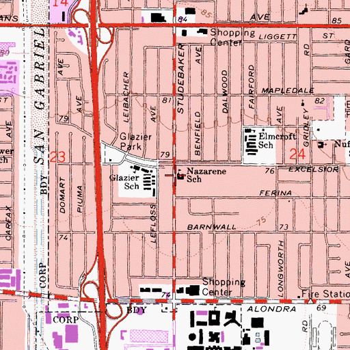Topographic Map of Nazarene School, CA