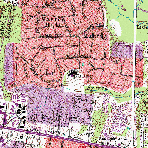 Topographic Map of Mantua Center School, VA