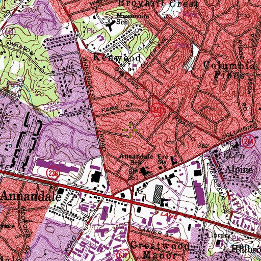 Topographic Map of Pinecrest School, VA