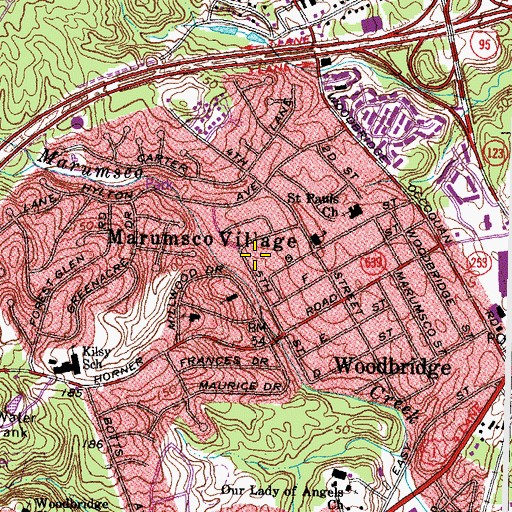 Topographic Map of Trinity Temple Preschool, VA