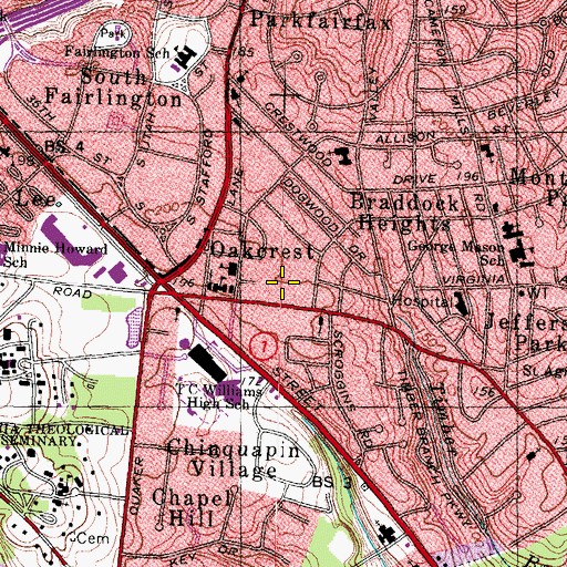 Topographic Map of Blessed Sacrament School, VA