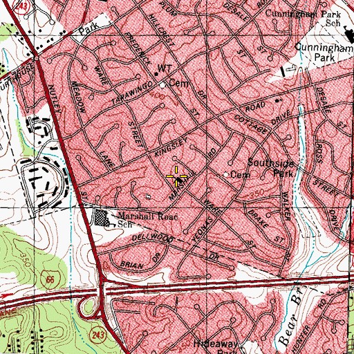 Topographic Map of Parkwood School, VA