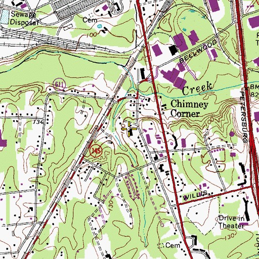 Topographic Map of Perrymont Middle School, VA