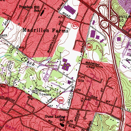 Topographic Map of Kilmer Center School, VA