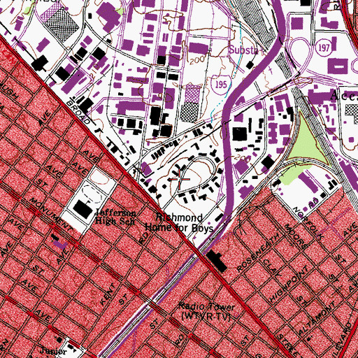 Topographic Map of Charterhouse School - Richmond Campus, VA