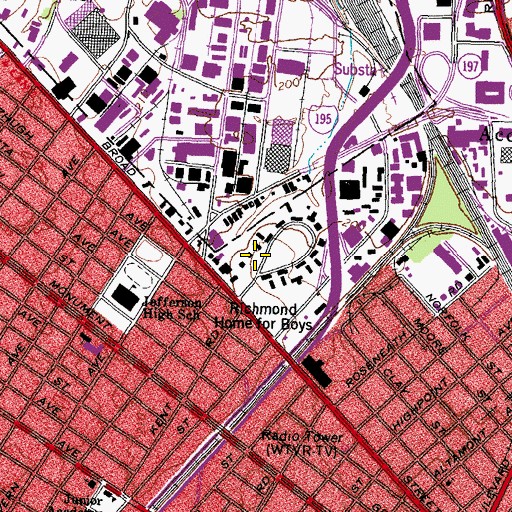 Topographic Map of Charterhouse School - Richmond Campus, VA