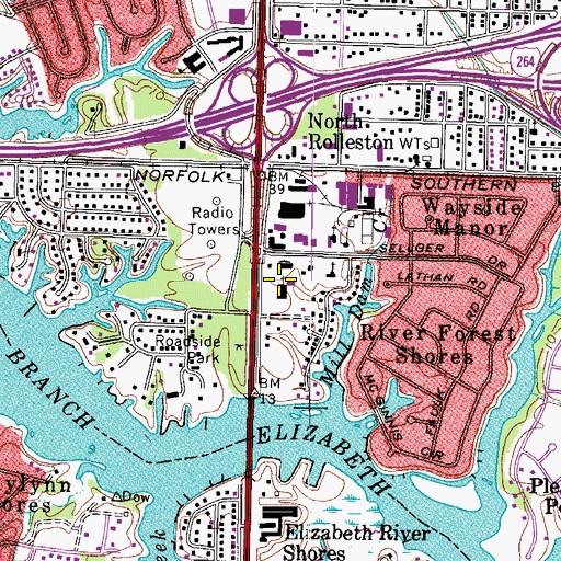 Topographic Map of Saint Peter's Episcopal Day School, VA